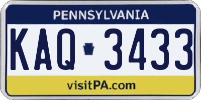 PA license plate KAQ3433