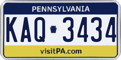 PA license plate KAQ3434