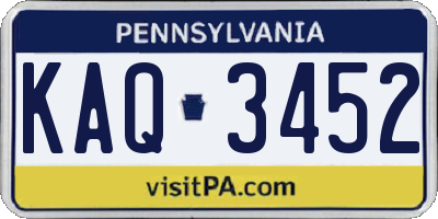 PA license plate KAQ3452