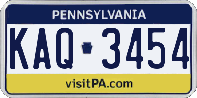 PA license plate KAQ3454