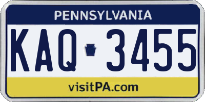 PA license plate KAQ3455