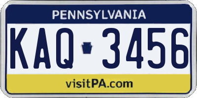 PA license plate KAQ3456