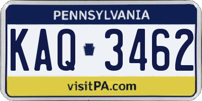 PA license plate KAQ3462