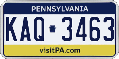 PA license plate KAQ3463