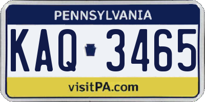 PA license plate KAQ3465