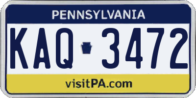 PA license plate KAQ3472