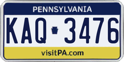 PA license plate KAQ3476