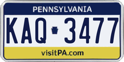 PA license plate KAQ3477