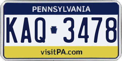 PA license plate KAQ3478