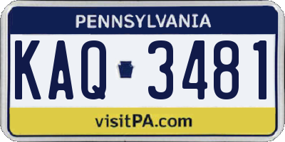 PA license plate KAQ3481