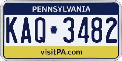 PA license plate KAQ3482