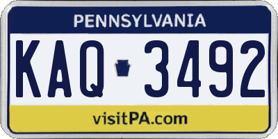 PA license plate KAQ3492