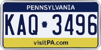 PA license plate KAQ3496