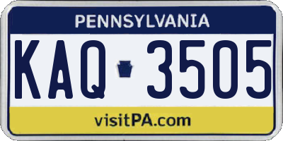PA license plate KAQ3505