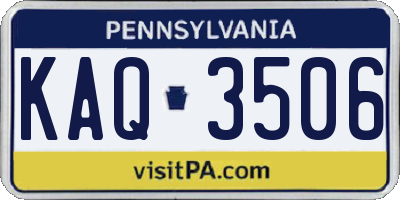 PA license plate KAQ3506