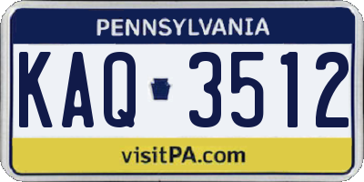 PA license plate KAQ3512