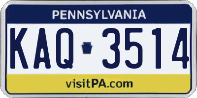 PA license plate KAQ3514
