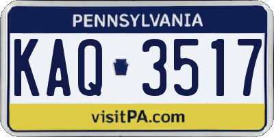 PA license plate KAQ3517