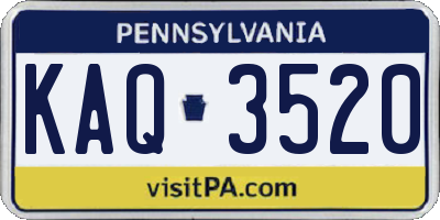 PA license plate KAQ3520