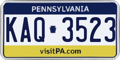PA license plate KAQ3523