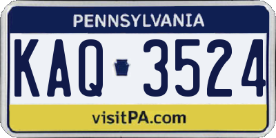 PA license plate KAQ3524