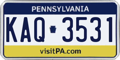 PA license plate KAQ3531