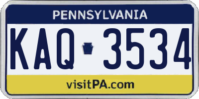 PA license plate KAQ3534