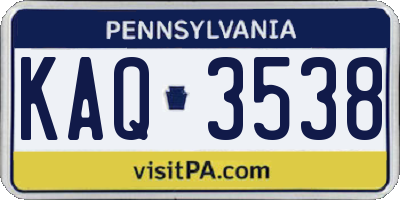 PA license plate KAQ3538