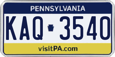 PA license plate KAQ3540