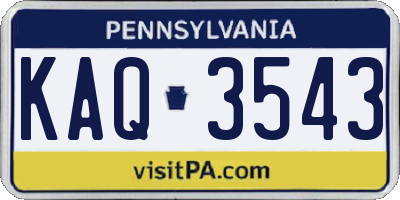 PA license plate KAQ3543