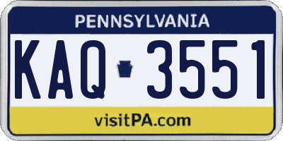 PA license plate KAQ3551