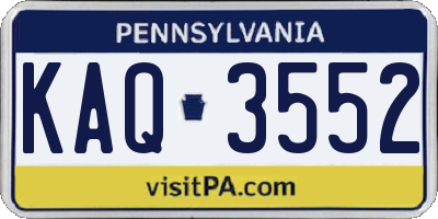 PA license plate KAQ3552