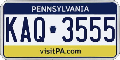 PA license plate KAQ3555