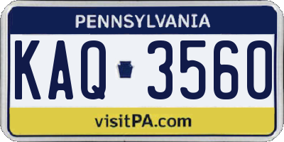 PA license plate KAQ3560