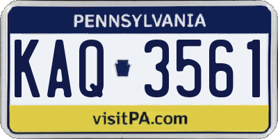PA license plate KAQ3561