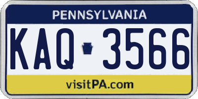 PA license plate KAQ3566