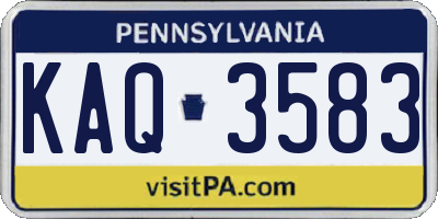 PA license plate KAQ3583