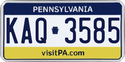 PA license plate KAQ3585