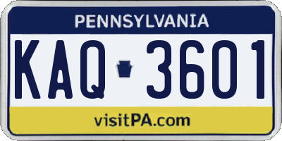 PA license plate KAQ3601
