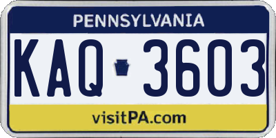 PA license plate KAQ3603
