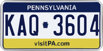 PA license plate KAQ3604