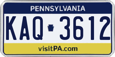 PA license plate KAQ3612
