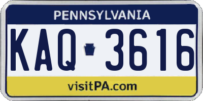 PA license plate KAQ3616