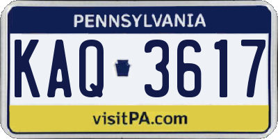 PA license plate KAQ3617