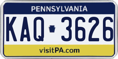 PA license plate KAQ3626