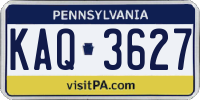 PA license plate KAQ3627