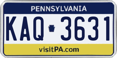 PA license plate KAQ3631