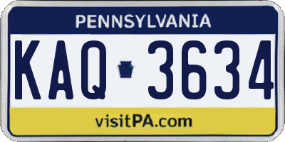 PA license plate KAQ3634
