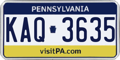 PA license plate KAQ3635