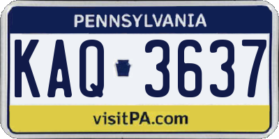 PA license plate KAQ3637